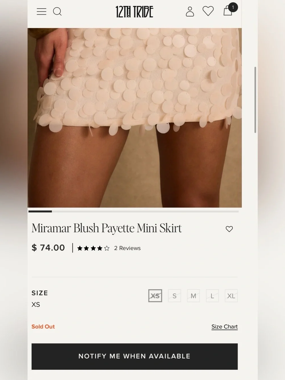 12th Tribe Miramar Blush Payette Mini Skirt - Size M - Picture 13 of 16